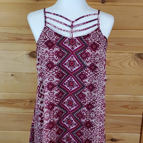 Maurices‎ Tassel Hem Sheer Lined Midi Dress Size Medium - Picture 2 of 9